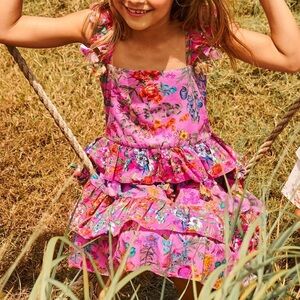 Nellystella Leighton Garden Floral Magenta Dress Girls 4